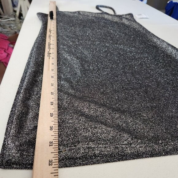 5 B Style Dress Womens Silver Black Glitter Spaghetti Strap Mini Large Juniors - Picture 2 of 5